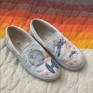 Star Wars Themed White Slip-On Shoes